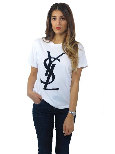 womens white ysl t shirt|saint laurent t shirt small.